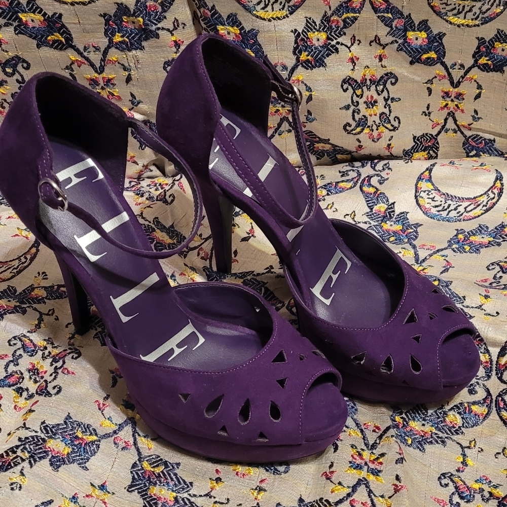 ELLE Purple Open Toe High-Heel Sandal Size 8 1/2 M